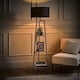 image 3 of ValueLights Hiru Grey 3 Tier Shelf Floor Lamp Black Shade & Bulb | Black