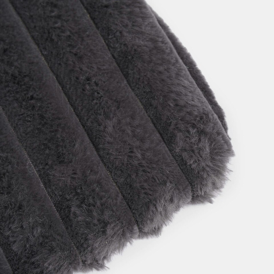 image 1 of OHS 2L Hot Water Bottle & Soft Plush Faux Fur Ribbed Cover - Charcoal