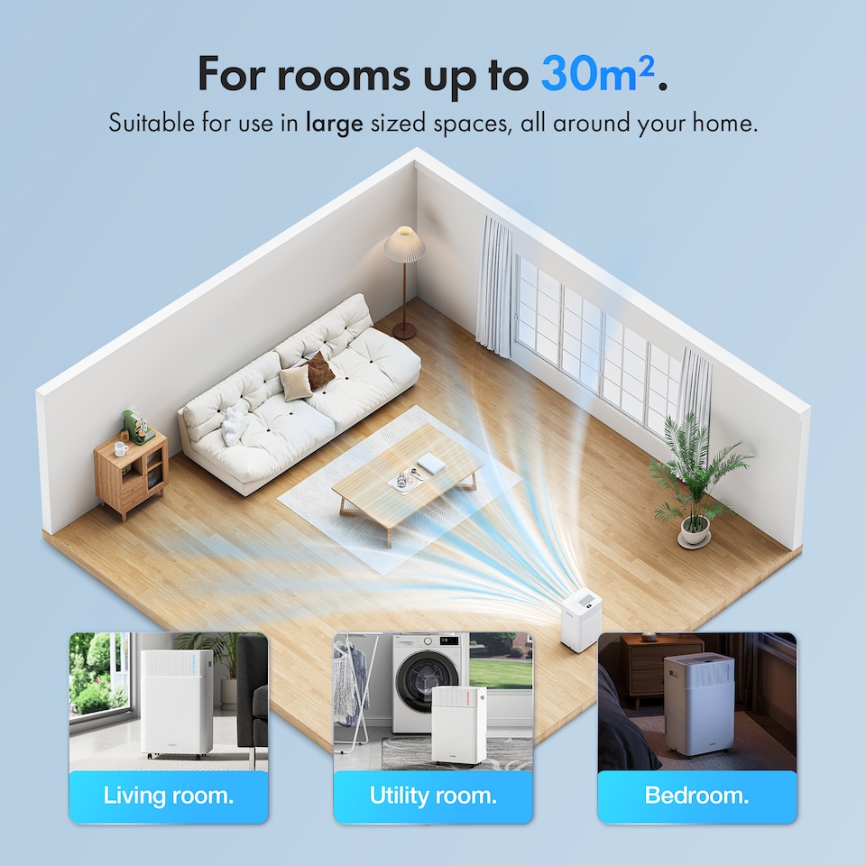image 1 of VonHaus Dehumidifier 20L/Day, 4.5L Water Tank, With WiFi
