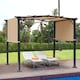image 2 of Outsunny Outdoor Pergola Garden Gazebo with Two Adjustable Side Canopy Overhead Sun Shade Backyard Canopy Cover, Steel Khaki 2.96x2.45x2.3m
