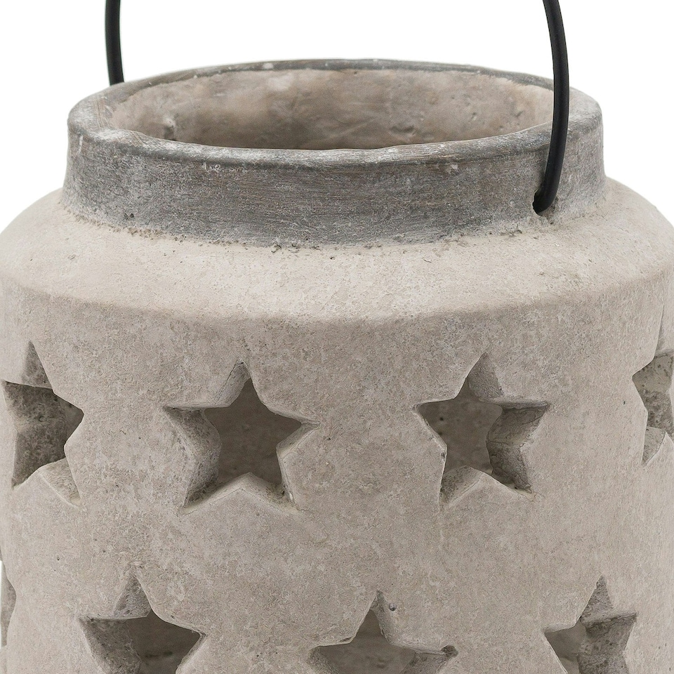 image 1 of Hill Interiors Bloomville Stone Star Candle Lantern - Stone - 23cm x 18cm x 18cm