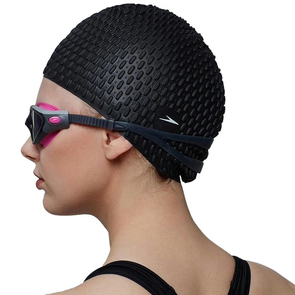 image 1 of Speedo Unisex Adult Bubble Swim Cap - Black - One Size