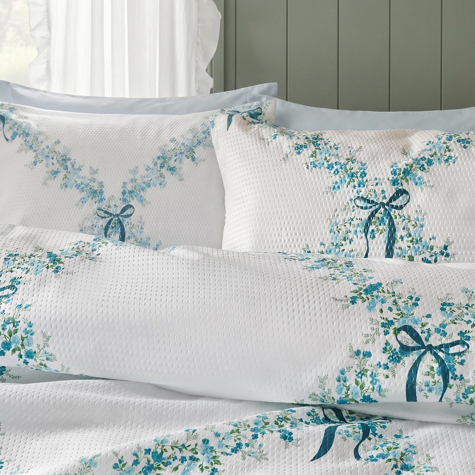 image 1 of OHS Botanics Embossed Bedding Set Waffle Duvet Cover with Pillowcase