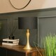 image 2 of ValueLights Modern Matt Gold Spindle Design Table Lamp With Black Drum Shade