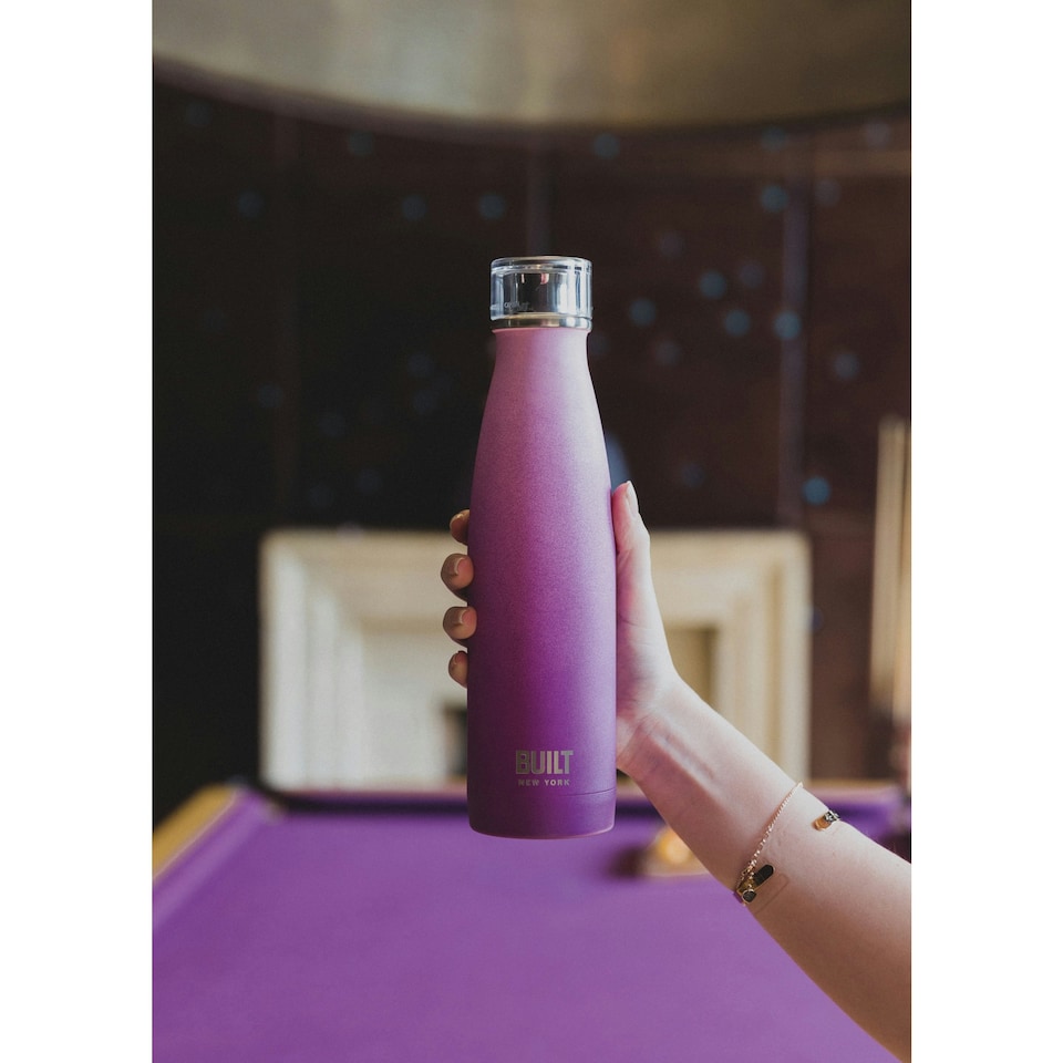 image 1 of Built Dbl Wall Water Bottle Pink & Purple Ombre 500ml