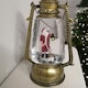 image 3 of 24cm Christmas Water Spinner Antique Gold Effect Hurricane Lantern Style  with Santa Scene