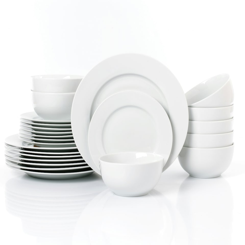 image 1 of 24pc White Rimmed Dinner Set