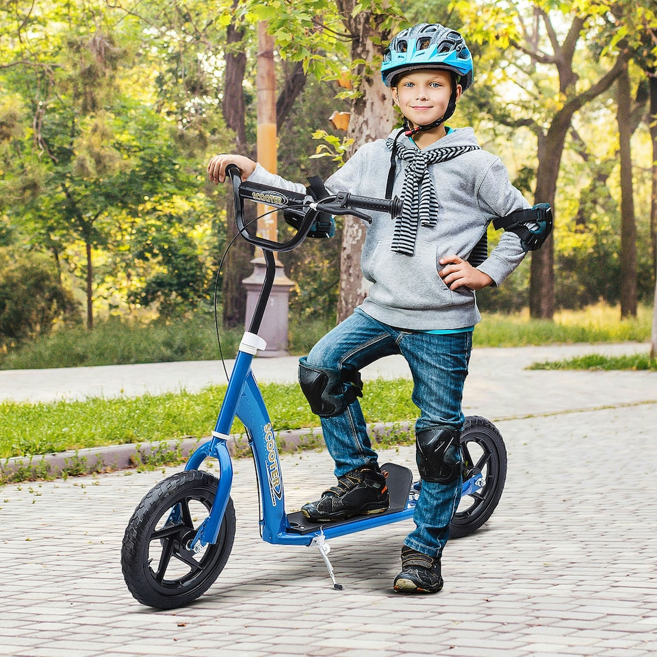 image 1 of HOMCOM Push Scooter, Teen Kids Scooter with 12" EVA Tyres, Blue
