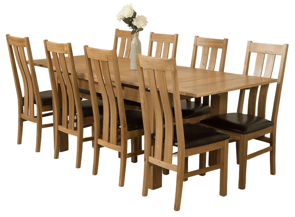 image 1 of Richmond 140-220cm Oak Extending Dining Table and 8 Princeton Chairs | Brown | Brown