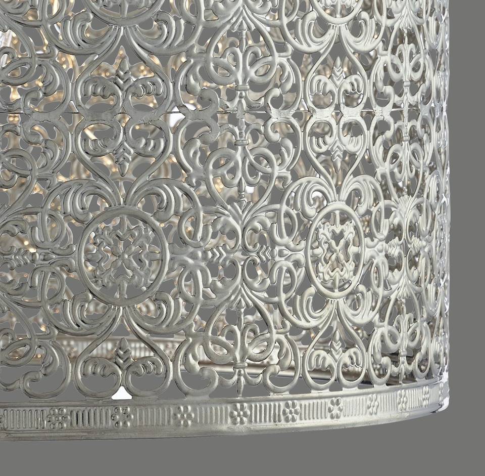 image 1 of CHROME MOROCCAN STYLE FRETWORK SHADE