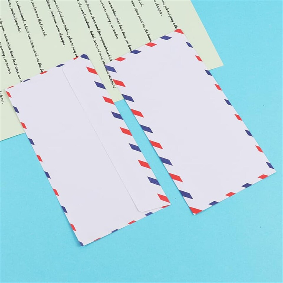 image 1 of Pack of 25 Red and Blue Strip Self-Adhesive Air Mailing Envelopes 11 x 22cm