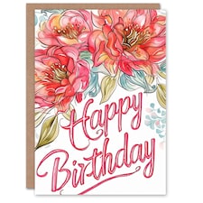 Peonies Flowers Floral Design Woman Her Birthday Card