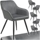 image 1 of Chair Marilyn - velvet look, quilted, continuous backrest, slim steel legs - Set of 6 Grey | Grey/Black
