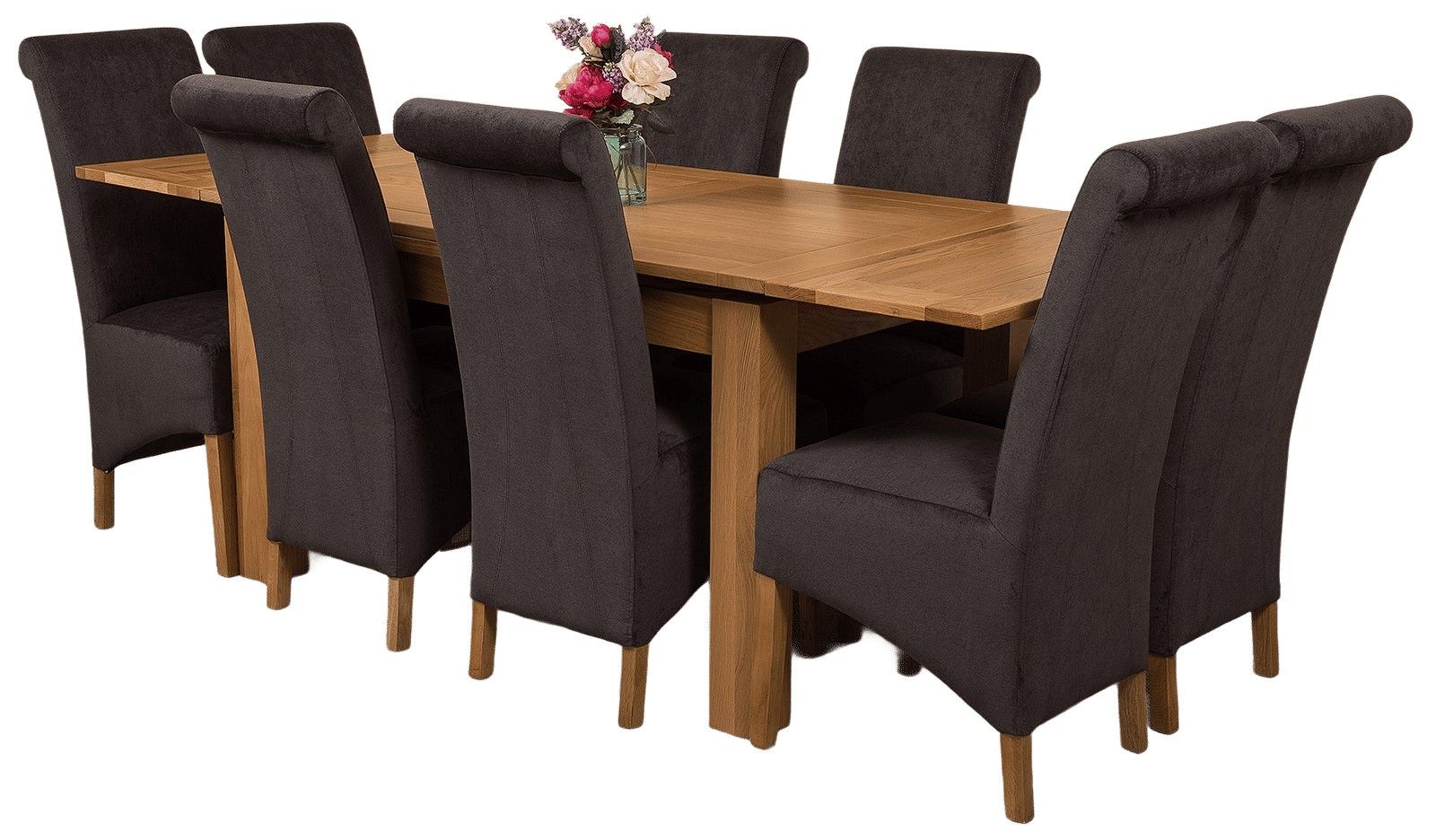 Thats Furniture Richmond 140cm - 220cm Oak Extending Dining Table and 8 Chairs Dining Set with Montana Fabric Chairs - Black, Black