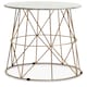 image 1 of Interiors by Premier Marble Top White Side Table, Open Design Frame Bedside Table, Round End Table for Living Room, Lounge Gold