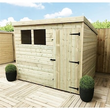 8 x 5 Garden Shed Pressure Treated T&G PENT Wooden Garden Shed - 2 Windows + Single Door (8' x 5' / 8ft x 5ft) (8x5)