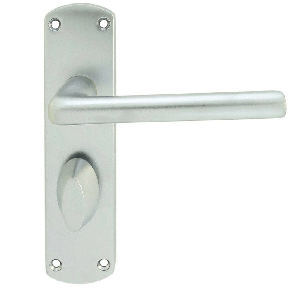 Loops Rounded Straight Bar Handle on Bathroom Backplate 170 x 42mm Satin Chrome