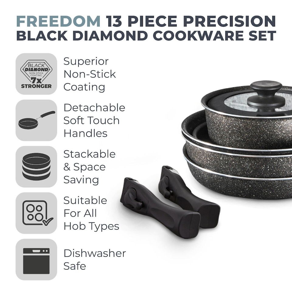 image 1 of Tower Freedom Precision 13 Piece Cookware Pan Set 10 year Guarantee T900160