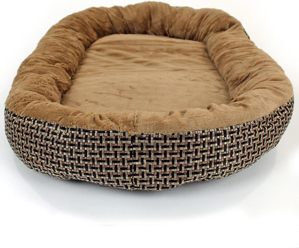 image 1 of Actiaspet Jute Orthopaedic Soft Dog Bed - 40mm Massage Foam Cushion with Fleece Lining & Non Slip Base (Brown, X Large)