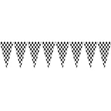 Creative Party Plastic Chequered Flag Banner - Black/White - One Size