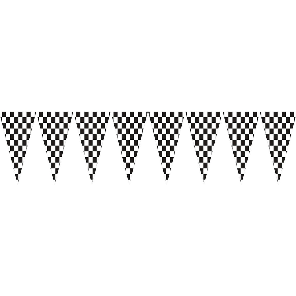 image 1 of Creative Party Plastic Chequered Flag Banner - Black/White - One Size