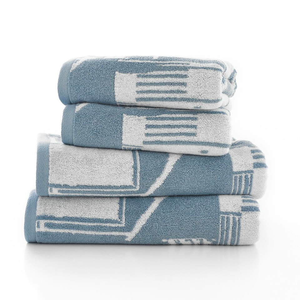 image 1 of Kings Parade 100% Cotton Towels – Supersoft 550 GSM, Yarn-Dyed, Coastal-Inspired Jacquard Design Blue | Chambray | Hand towel