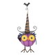 image 1 of Purple Metal Owl Ornament with Witch Hat
