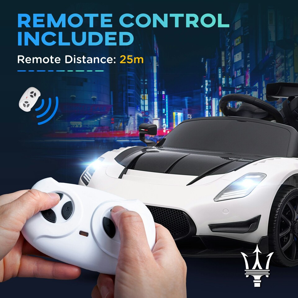 image 1 of AIYAPLAY Maserati GT2 Licensed 12V Electric Ride on Car w/ Remote, White