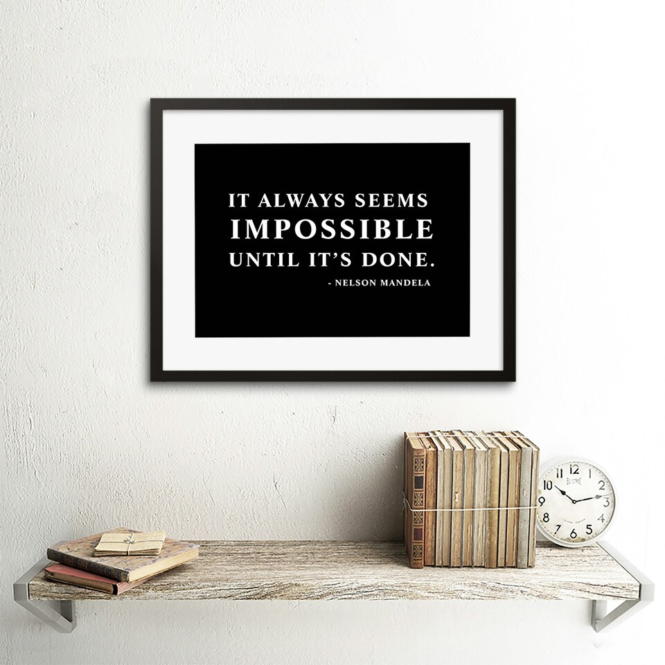 image 1 of Nelson Mandela Always Impossible Done Quote Simple Framed Wall Art Print