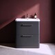 image 2 of Balterley Contemporary Bathroom Floor Standing Vanity Unit with 2 Soft Close Drawers & 1 Tap Hole Ceramic Basin, Dark Grey, 800mm
