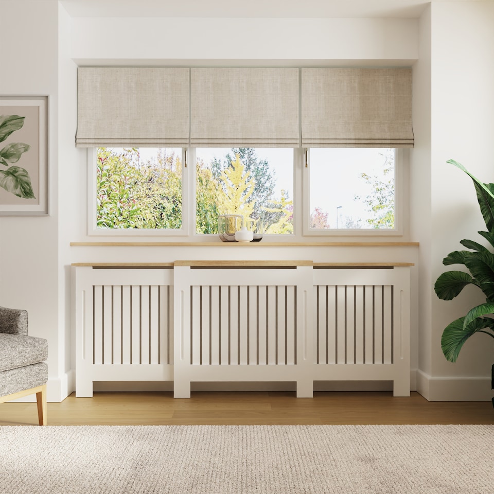 image 1 of Longslow Adjustable Radiator Cover | White | White