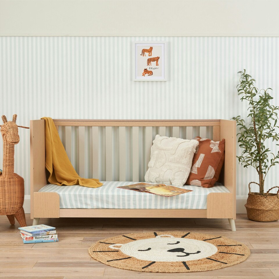 image 1 of Tutti Bambini Fika Cot Bed - Light Oak/White Sand