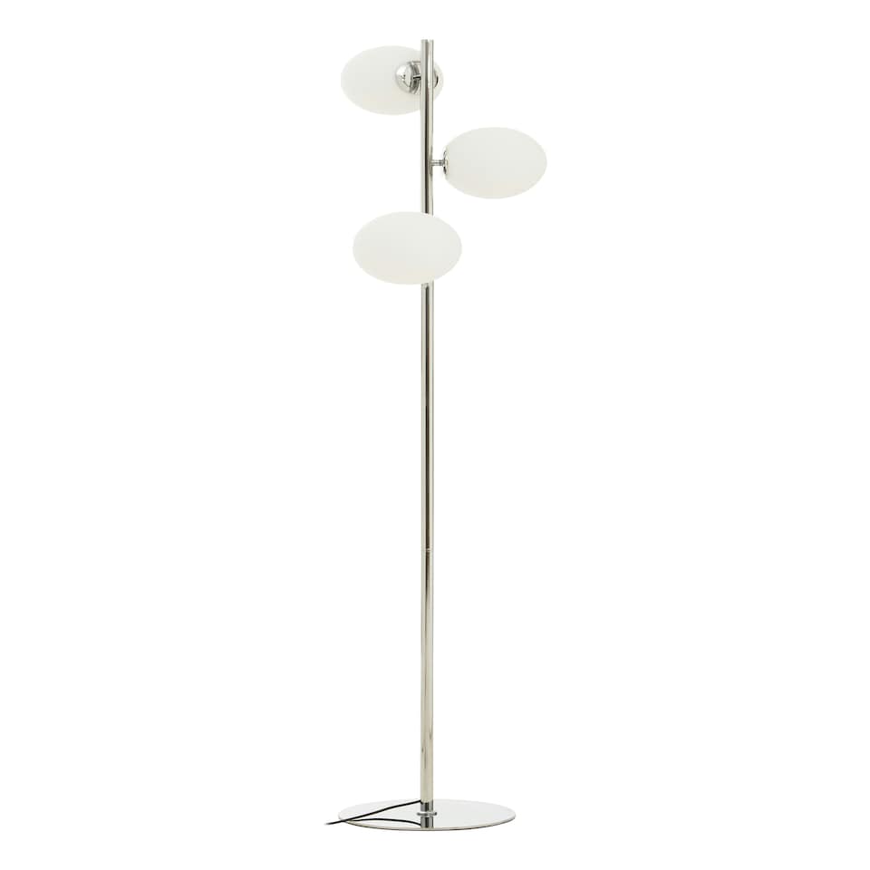 image 1 of Interiors by Premier Chrome Finish And White Glass Floor Lamp Silver