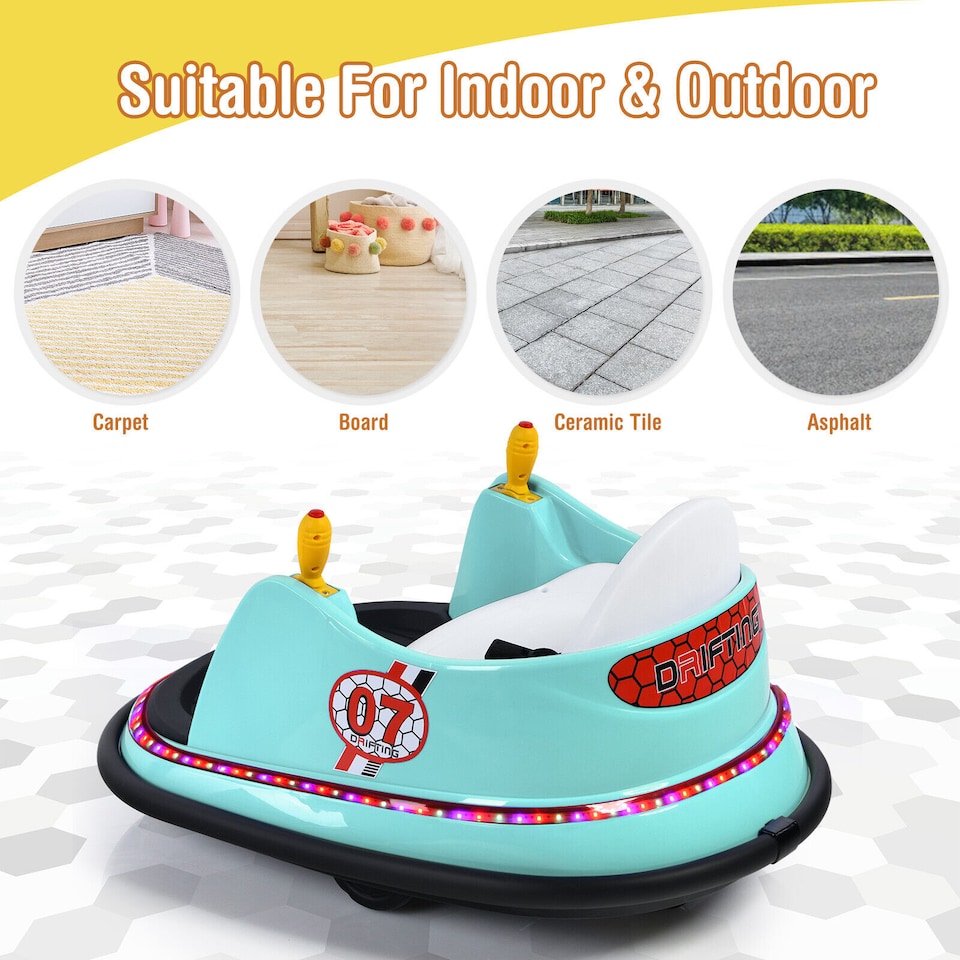 image 1 of COSTWAY Kids Ride-On Bumper Car 6V Electric Bumper Car Green