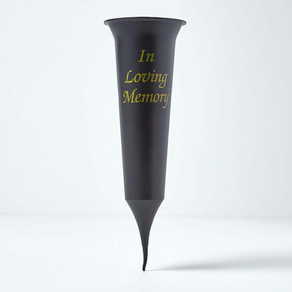 image 1 of Homescapes ‘In Loving Memory’ Flute Spike Flower Vase Grave Pot