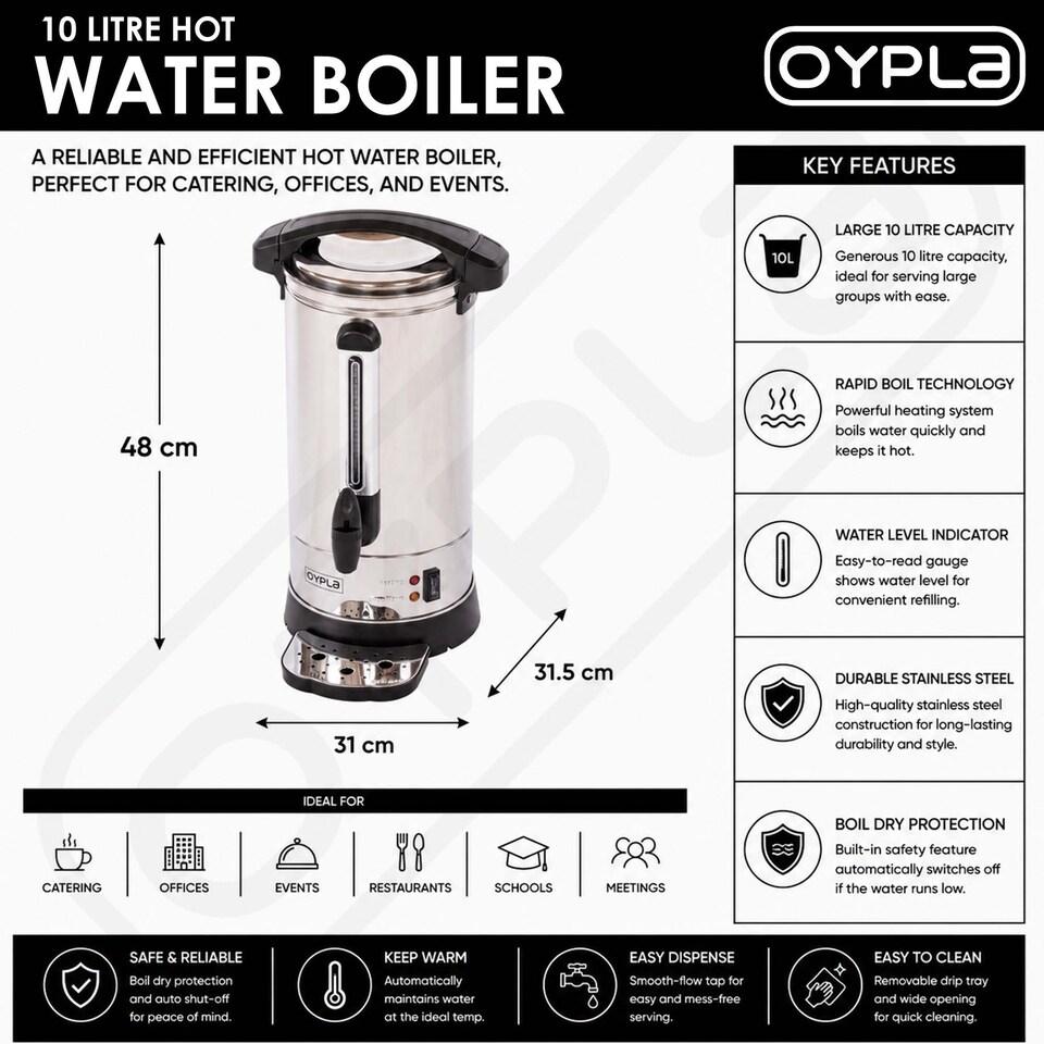 image 1 of 10L Catering Hot Water Boiler Tea Urn Coffee