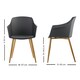 image 6 of Single Eden Modern Dining Chair, Faux Leather Padded Cushion & Solid Wooden Legs Grey
