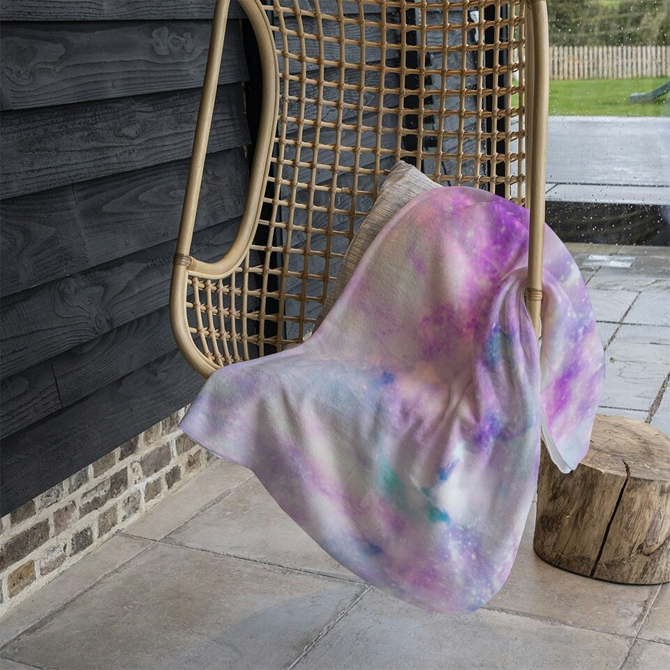 image 1 of Starry Galaxy Print in Unicorn Colours (Blanket)