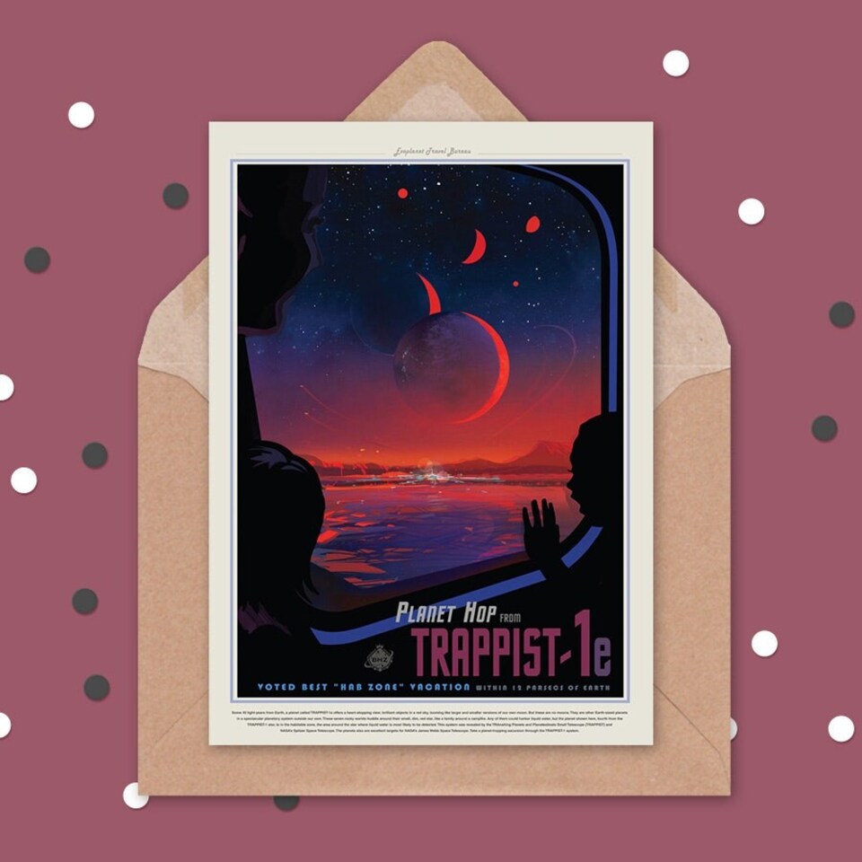 image 1 of Trappist-1E Planet Hop Space Tours Travel NASA Card