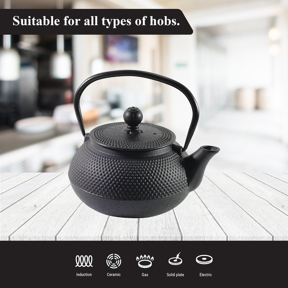 image 1 of Buckingham Japanese Cast Iron Teapot Kettle Tea Pot Tetsubin Hobnail Design , 1200 ml