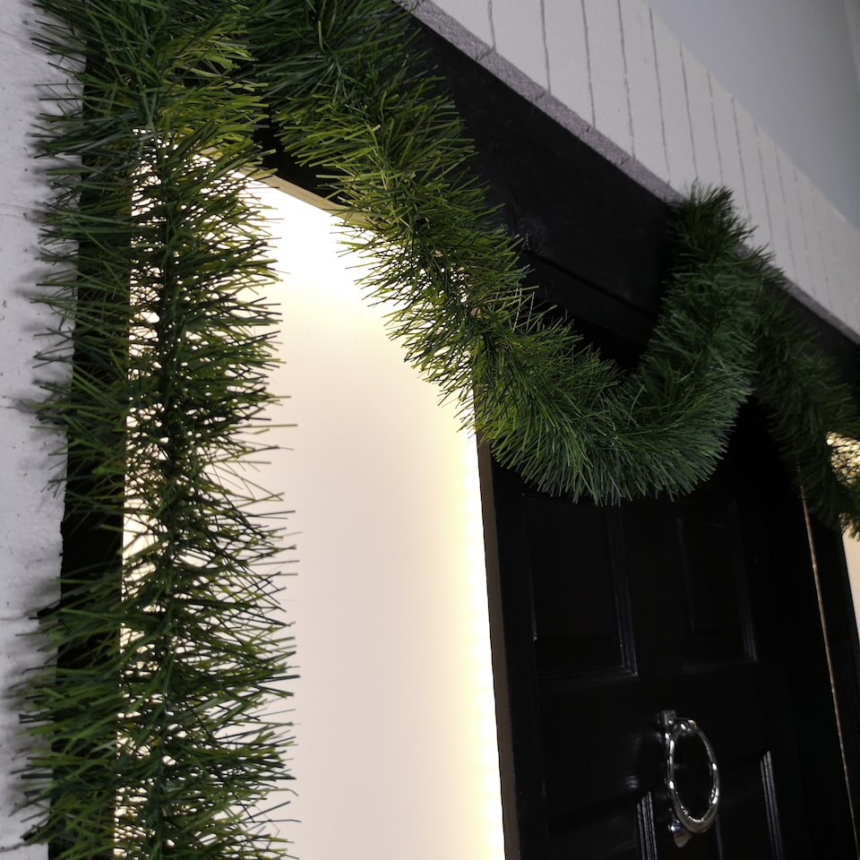 image 1 of 6m (20ft) x 10cm Fine Cut Green Christmas Garland Tree Decoration