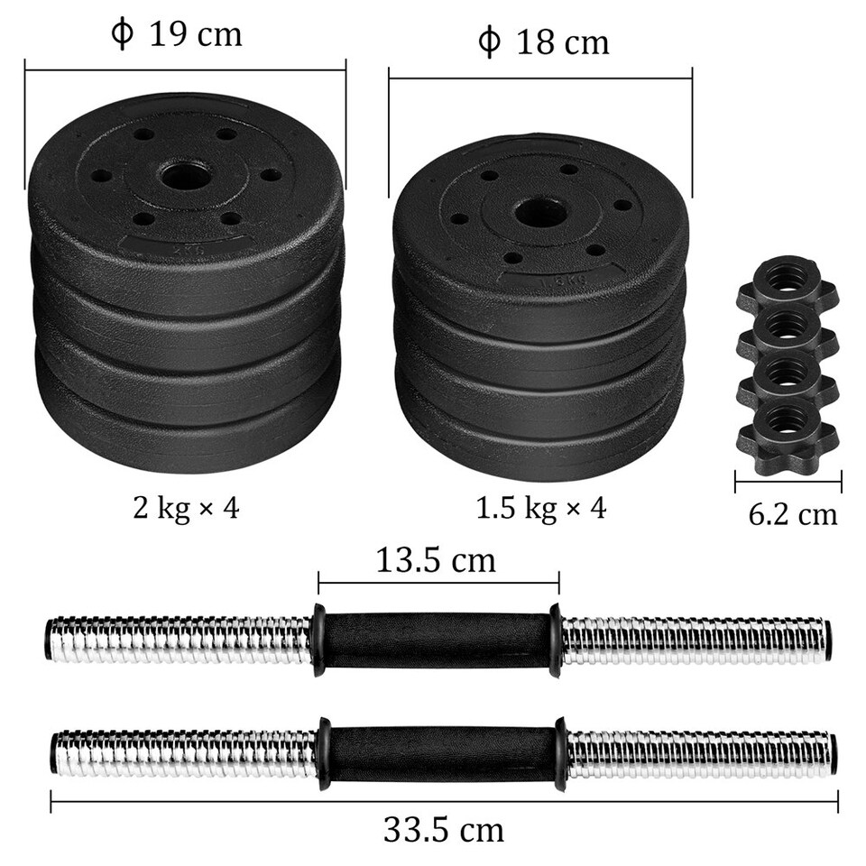 image 1 of Yaheetech 15kg Adjustable Dumbbell Set Black