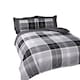 image 1 of Argyle Design Tartan Polyester Duvet Set With Pillowcase Grey | King