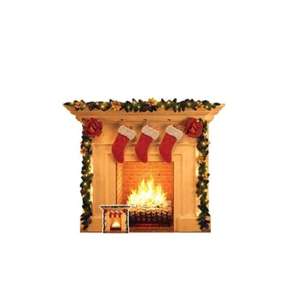 Festive Christmas Fireplace Lifesize Cardboard Cutout 121cm