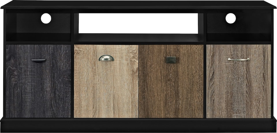 image 1 of Mercer TV Console with 4 Doors Multicolour/Black | Black | Black | One Size | 63