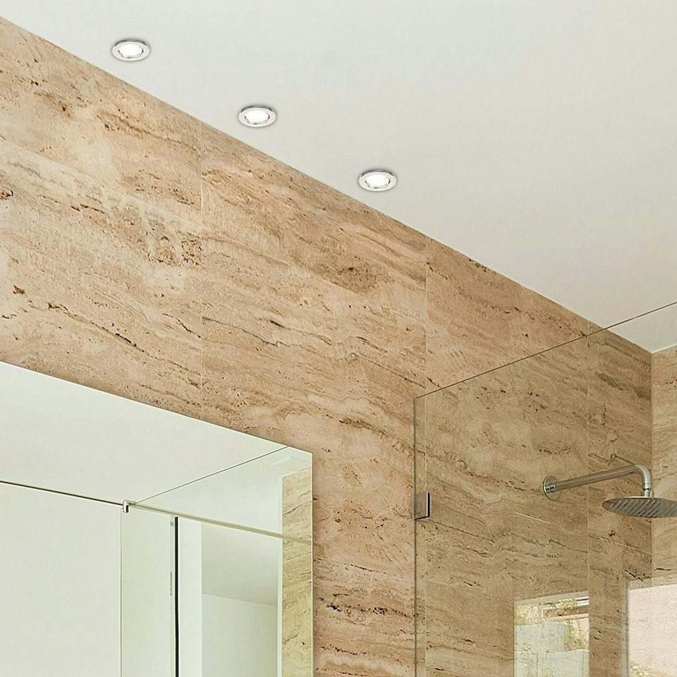 image 1 of ValueLights 4 Pack Fire Rated Polished Chrome GU10 Recessed Ceiling Downlights Spotlights