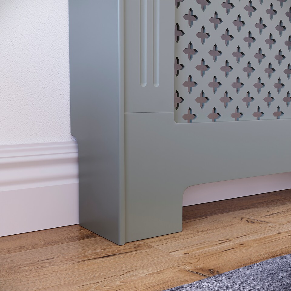 image 1 of Vida Designs Oxford Radiator Cover Painted MDF Cabinet, Grey, 152cm