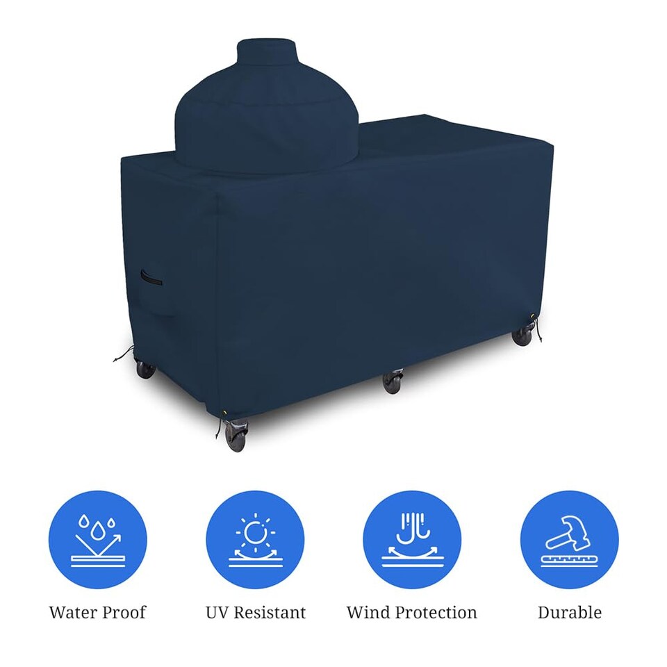 image 1 of Covers&All Big Egg Grill Cover, 12 Oz Waterproof UV & Weather Resistant, PVC Coated Outdoor Cover, 60 in L x 36 in D x 56 in H, Blue