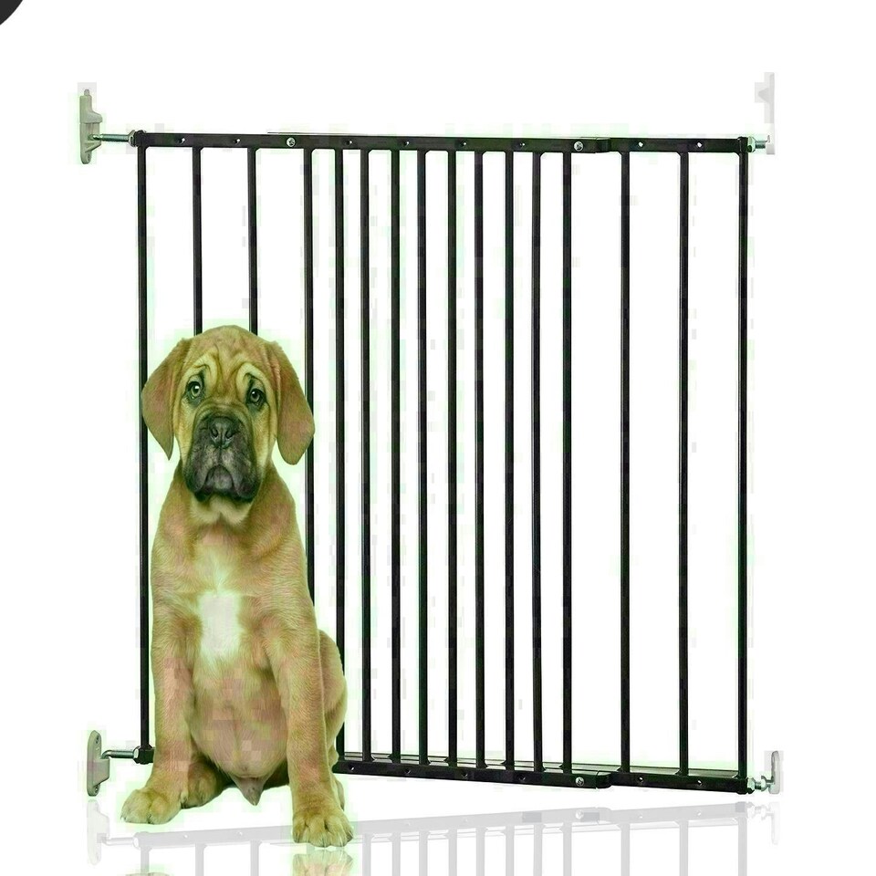 image 1 of Bettacare Extending Metal Screw Fit Dog Gate, Black, 62.5cm - 106.8cm, Stair Gate for Pet, Safety Barrier for Puppy