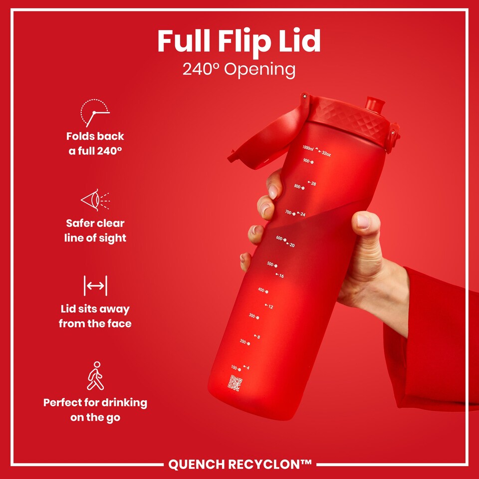 image 1 of Leak Proof 1 Litre Water Bottle, BPA Free, 1000ml (32oz) | Red | Red | 1L